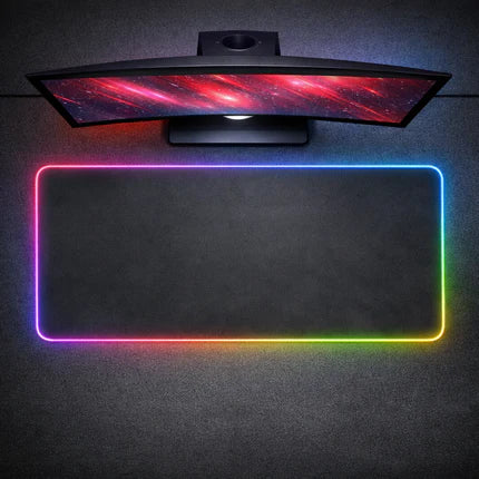 Tapis XL LED Black – Tapis gaming RGB XXL noir avec éclairage LED Azerty RGB