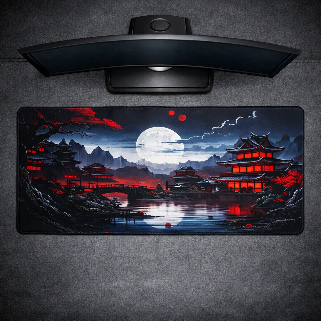 Tapis XL Pagode – Tapis gaming XXL design pagode asiatique Azerty